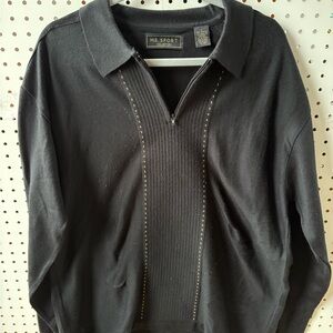 M.E.Sport Classic Black Long Sleeve Sweater
Quarter Zip Pullover Striped Design